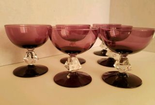 Set of 6 Bryce Aquarius Amethyst Purple Glasses Sherbert/Champagne,  4 