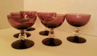 Set of 6 Bryce Aquarius Amethyst Purple Glasses Sherbert/Champagne,  4 