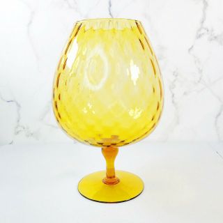 Vintage Empoli Amber Optic Glass Brandy Snifter 12 " Italy Italian Art Stem Mcm