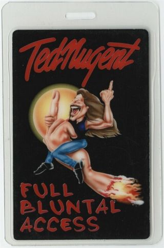 Ted Nugent Authentic 2001 Laminated Backstage Pass Full Bluntal Nugity Tour Aa
