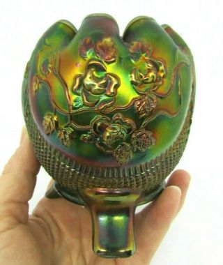 Northwood Fine Cut/roses Amethyst,  Carnival Glass Rose Bowl Vase,  Electric Color