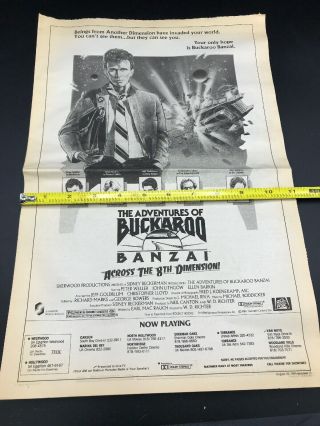 1984 Movie Theater Ad Adventures Of Buckaroo Banzai Bonsai Newspaper