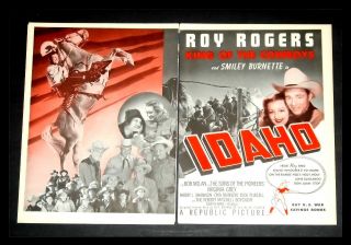 1943 " Idaho " Roy Rodgers Sons Of The Pioneers Two - Page Movie Print Ad