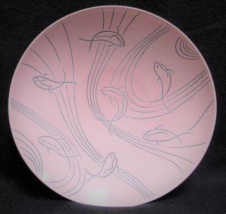 Roselane Pottery Pink Fish Large Serving Bowl Pasadena California Pink Mcm