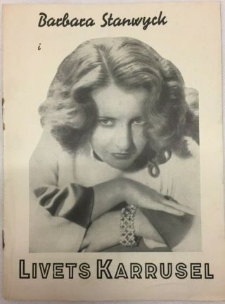 A Lost Lady Barbara Stanwyck Frank Morgan Lyle Talbot 1934 Danish Movie Program