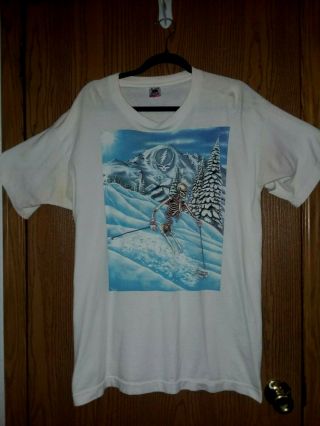 Rare Vintage Grateful Dead 1990 T - Shirt Skiing Skeletons Powderman Xl Authentic