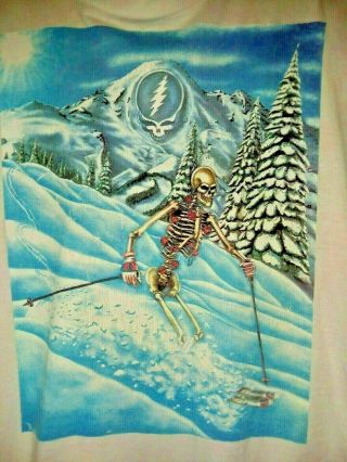 Rare Vintage Grateful Dead 1990 T - Shirt Skiing Skeletons POWDERMAN XL Authentic 2