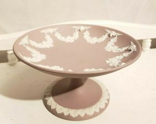 Antique Wedgwood England Pottery Porcelain Lilac Jasperware Ram Head Compote