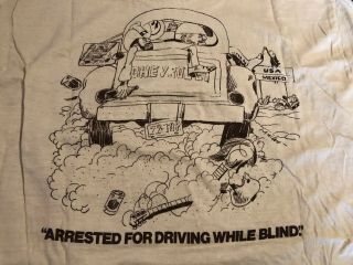 ZZ TOP Worldwide Texas Tour Arrested For Driving Blind T - Shirt RARE Size L 4