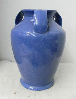 Large 3 Handle Bybee Ky Pottery Vase,  Mottled Deep Blue Glaze,