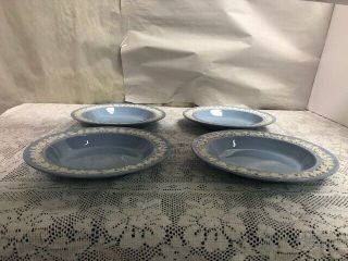 4 - Wedgwood Queensware Lavender Blue 8 1/4 " Rim Soup Bowls Smooth Edge