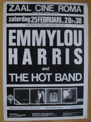Emmylou Harris And The Hot Band Silkscreen Concert Poster 