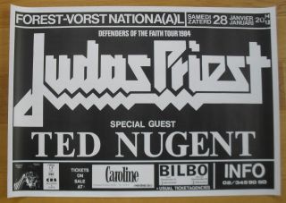 Judas Priest Ted Nugent Concert Poster 1984