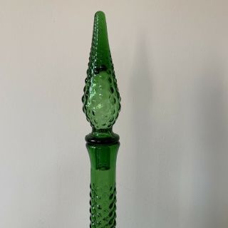 Vintage Empoli Green Glass Genie Bottle Decanter Italy 60s Mid Century 20” 4