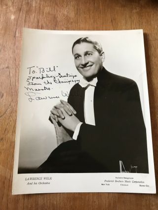 Lawrence Welk Autograph Photo Champagne Maestro 8x10