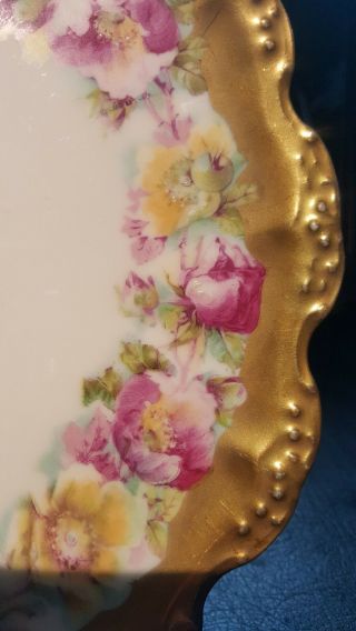 Antique B & H Limoges France Porcelain Plate Heavy Gold