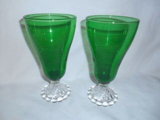 8 Forest Green Boopie Berwick Bubble Ice Tea Depression Glass Goblet Stems
