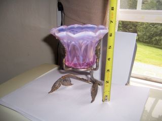 Fenton Large Votive Candle Holder W/ Leaf Stand 6902sy Pink Opalescent