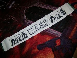 Nos Vintage 1980s Wasp W.  A.  S.  P.  Band Scarf Flag Banner Tapestry Wall Hanging