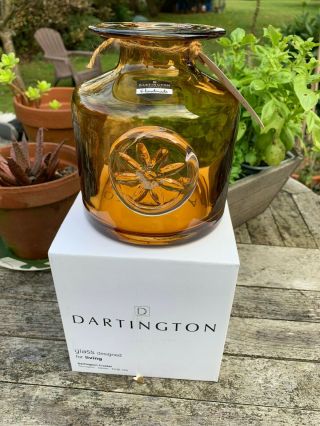 Dartington Glass Flower Bottle Vase Va2419/amb Clematis Amber & Boxed