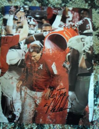 Alabama Football Nick Saban Signed Bama Crimson Tide 8x10 Photo