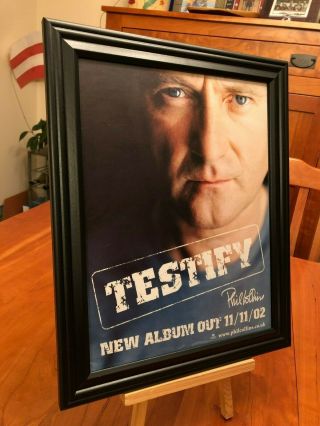 Big 10x13 Framed Phil Collins " Testify " Lp Album Cd European Promo Ad