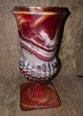 Vintage Imperial Red Slag Glass Dancing Ladies Footed Vase
