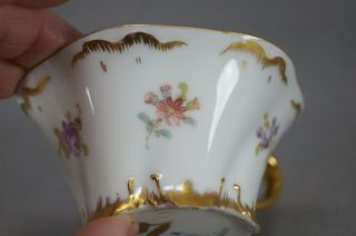 Hirsch Dresden Hand Painted Floral Green & Raised Gold Tea Cup C.  1893 - 1930 8