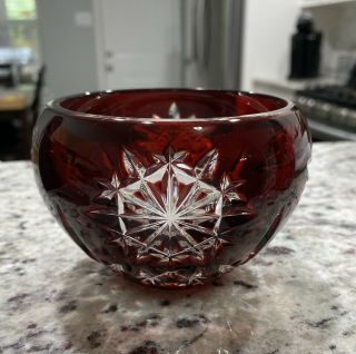 Waterford Red Snow Crystals Voltive Lead Crystal Candle Holder