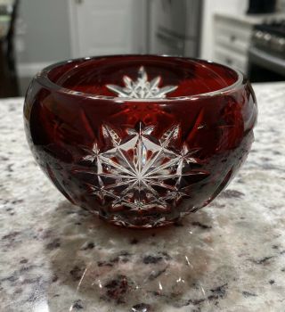 Waterford Red Snow Crystals Voltive Lead Crystal Candle Holder 2