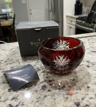 Waterford Red Snow Crystals Voltive Lead Crystal Candle Holder 5