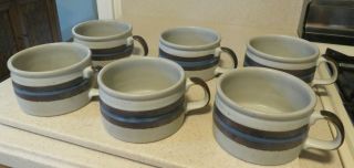 6 Otagiri Horizon Stoneware 15 Oz Soup Mugs Hand Crafted Japan