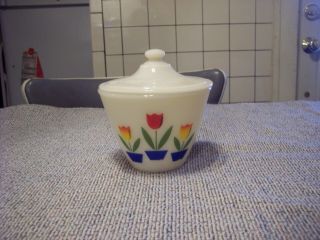 Fire King Tulip Pattern Grease Jar With Lid