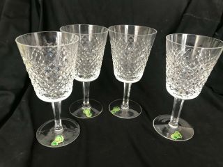 Set Of 4 Waterford Alana 7 " Water Goblets Crystal Ireland With Stickers