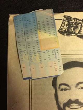 1985 Luciano Pavarotti Program W/Autograph & Ticket Stubs A1 5