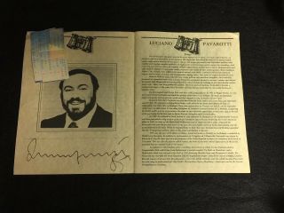 1985 Luciano Pavarotti Program W/Autograph & Ticket Stubs A1 7