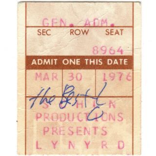 Lynyrd Skynyrd & The Outlaws Concert Ticket Stub St Paul Mn 3/30/76 Civic Rare