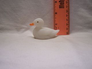 Fenton White Satin Painted Miniature Mini Duck Duckling