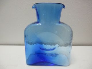 Blenko Glass Double Spout Water Bottle Pitcher Carafe Sky Blue