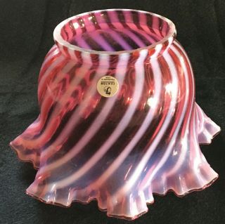 Fenton Cranberry Swirl Opalescent Glass Lamp Shade