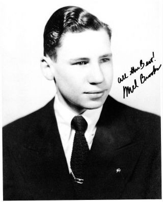 Mel Brooks Hand - Signed Very Young 8x10 Portrait Authentic W/ Great Shot