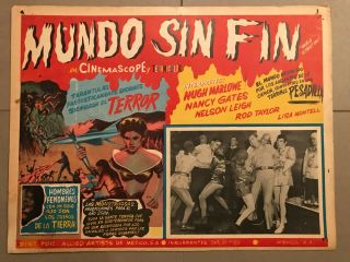 Mexican Lobby Card 12.  5x17: World Without End (1956) Hugh Marlow,  Rod Taylor