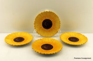 Set Of Four Pier 1 Sunflower Fields Salad Or Luncheon Plates Discontinued 8.  25 "