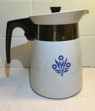 Vtg Corning Ware Blue Cornflower 8 Cup Stove Top Tea Pot Kettle Rare