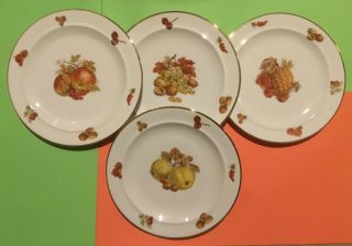 Vintage Bavaria Germany Debra Fine China Fruit Plate Pineapple & Berry 4 Pc Set