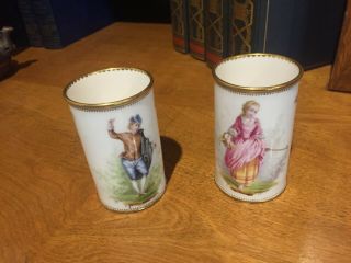 Rare Antique Minton Porcelain Miniature Vases (2) Ermine Mark 1850 To 1870