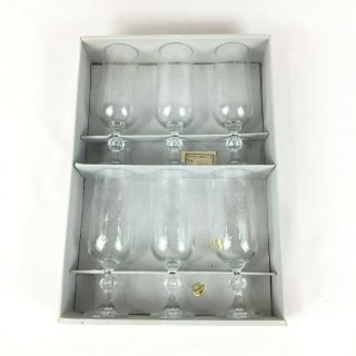 Vintage Cascade Fine Lead Bohemia Crystal Box of 6 Champagne Flutes Glasses 2