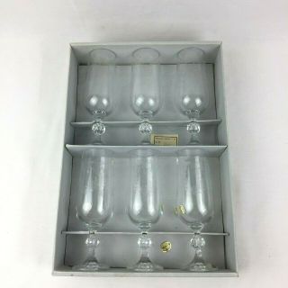 Vintage Cascade Fine Lead Bohemia Crystal Box of 6 Champagne Flutes Glasses 3