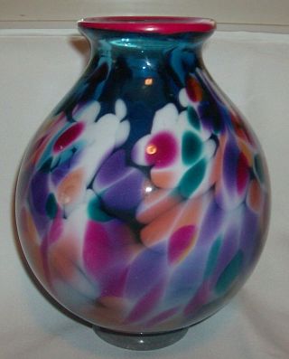 John Macpherson Vase Art Glass End Of Day Blown Signed 1998