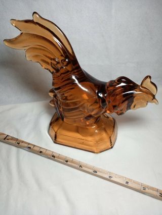 Amber Glass Rooster L.  E.  Smith Ending Depression Era Glass
